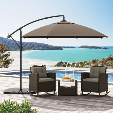 Offset Patio Cantilever Umbrella and Weighted Base Stand